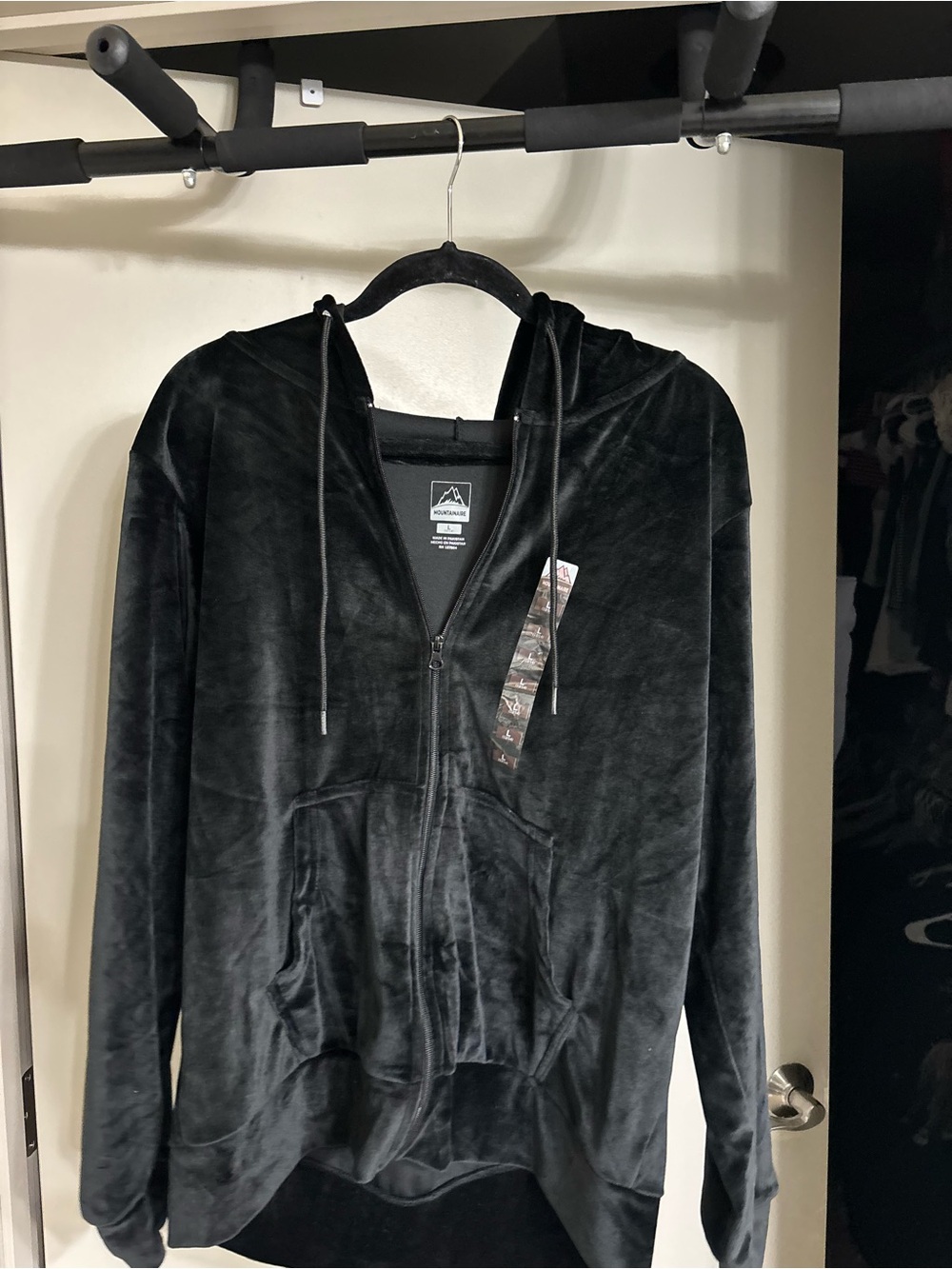 Black Velour Zip-Up Hoodie